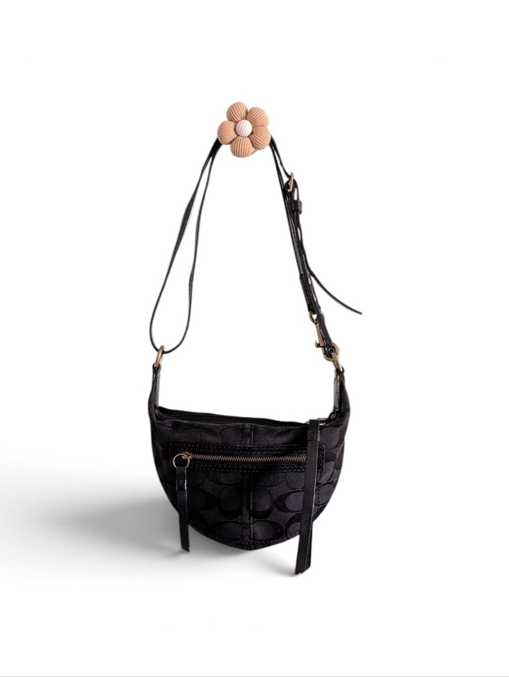 Coach Vintage Black Signature C Mini Swingpack Crossbody Bag